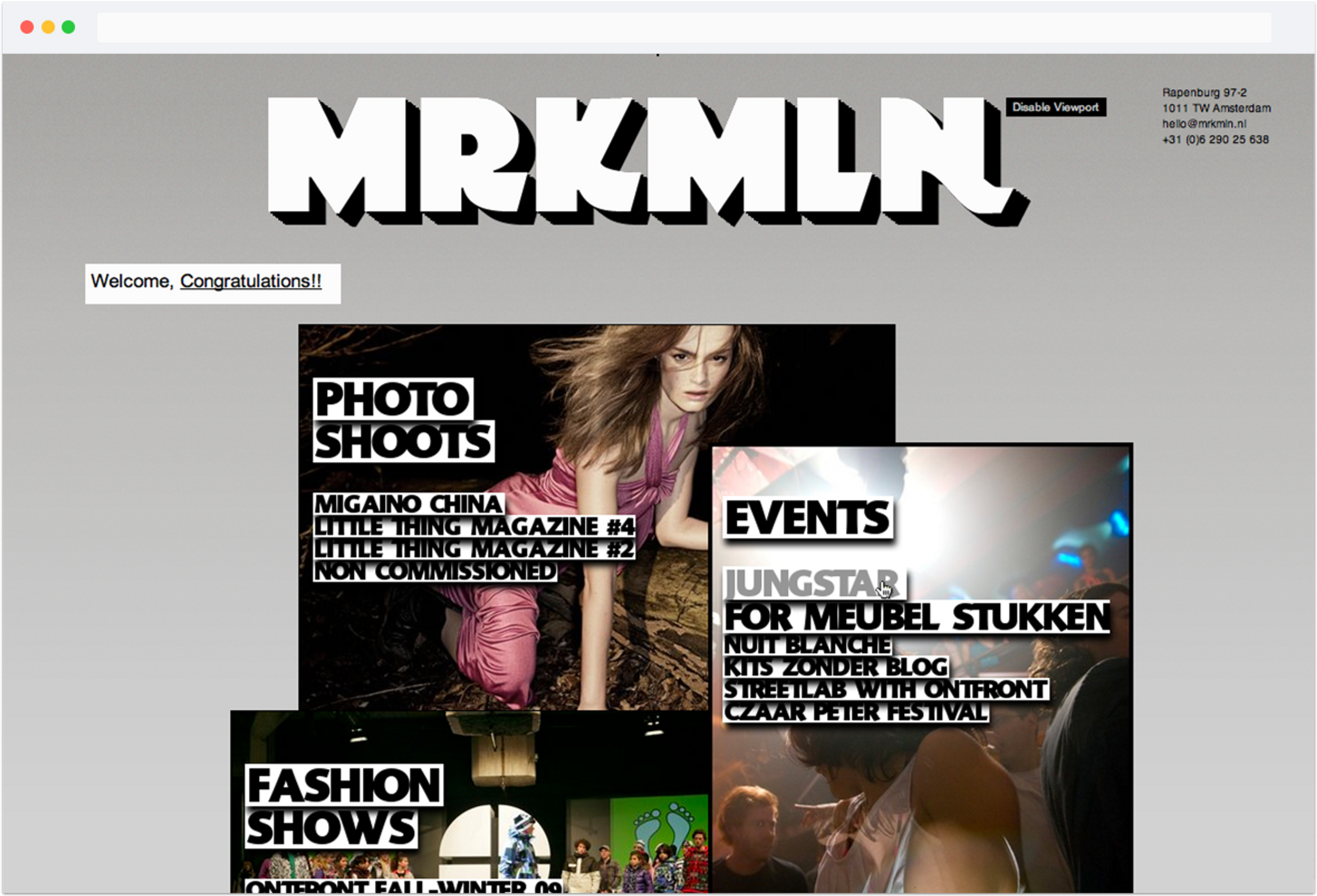 Design and development for “MRKMLN” website (Former night mayor of Amsterdam)