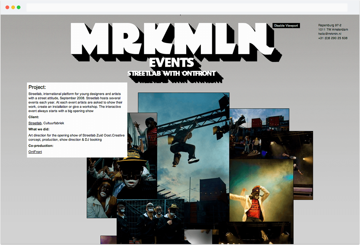 Design and development for “MRKMLN” website (Former night mayor of Amsterdam)