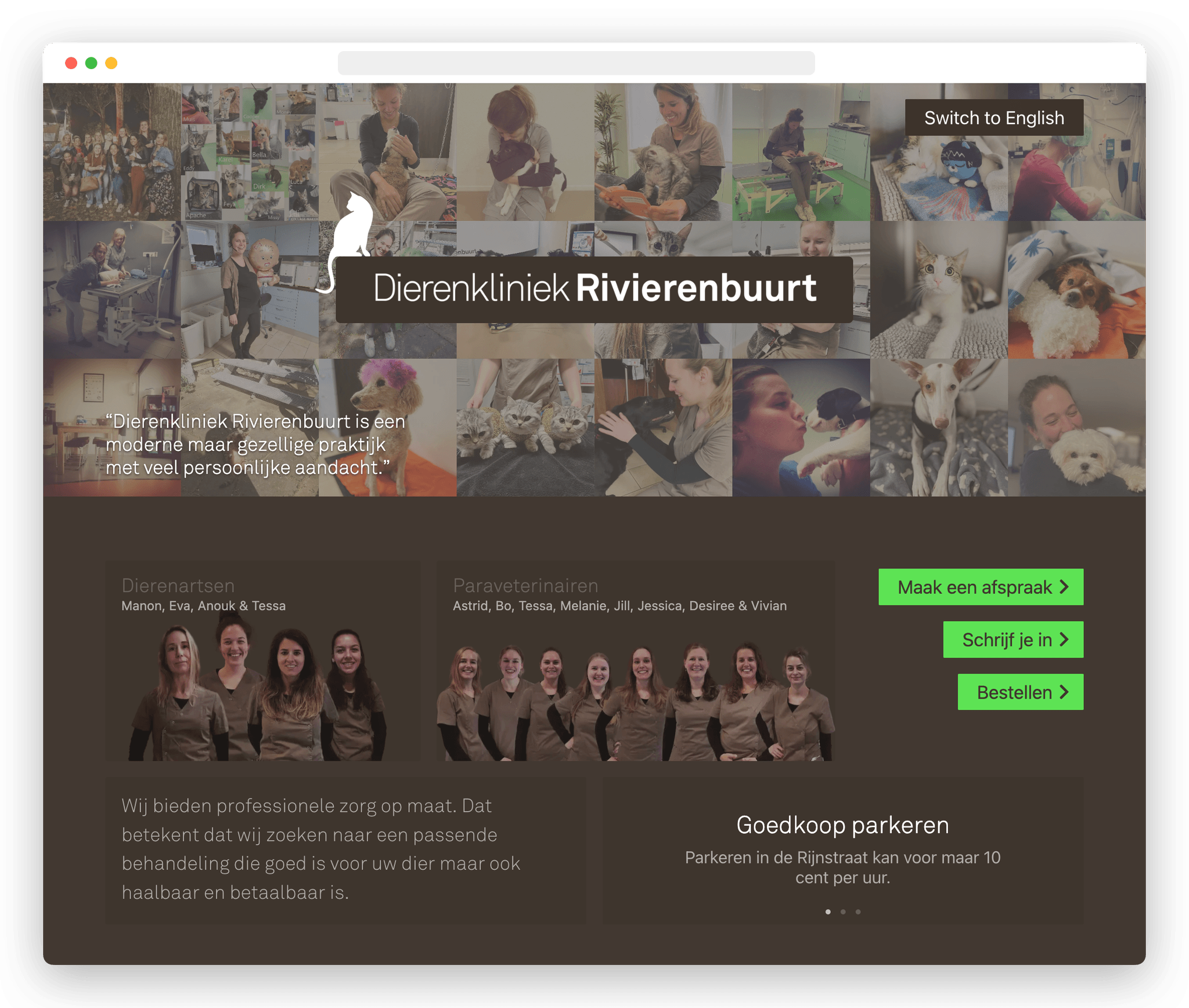 Design and development for Dierenkliniek Rivierenbuurt