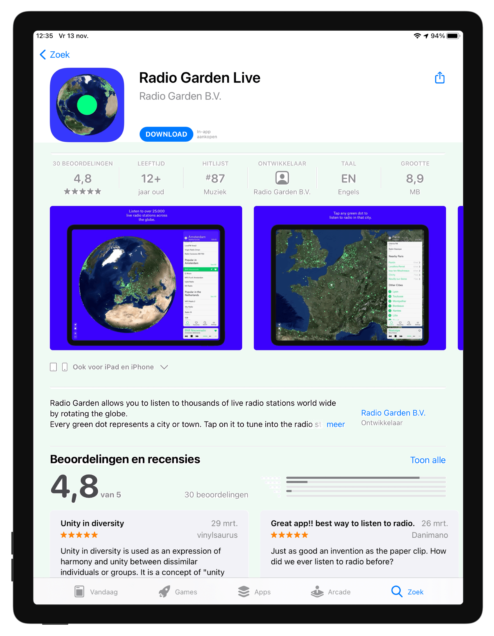 Digital product design and front-end engineering for “Radio Garden”, in collaboration with Jonathan Puckey